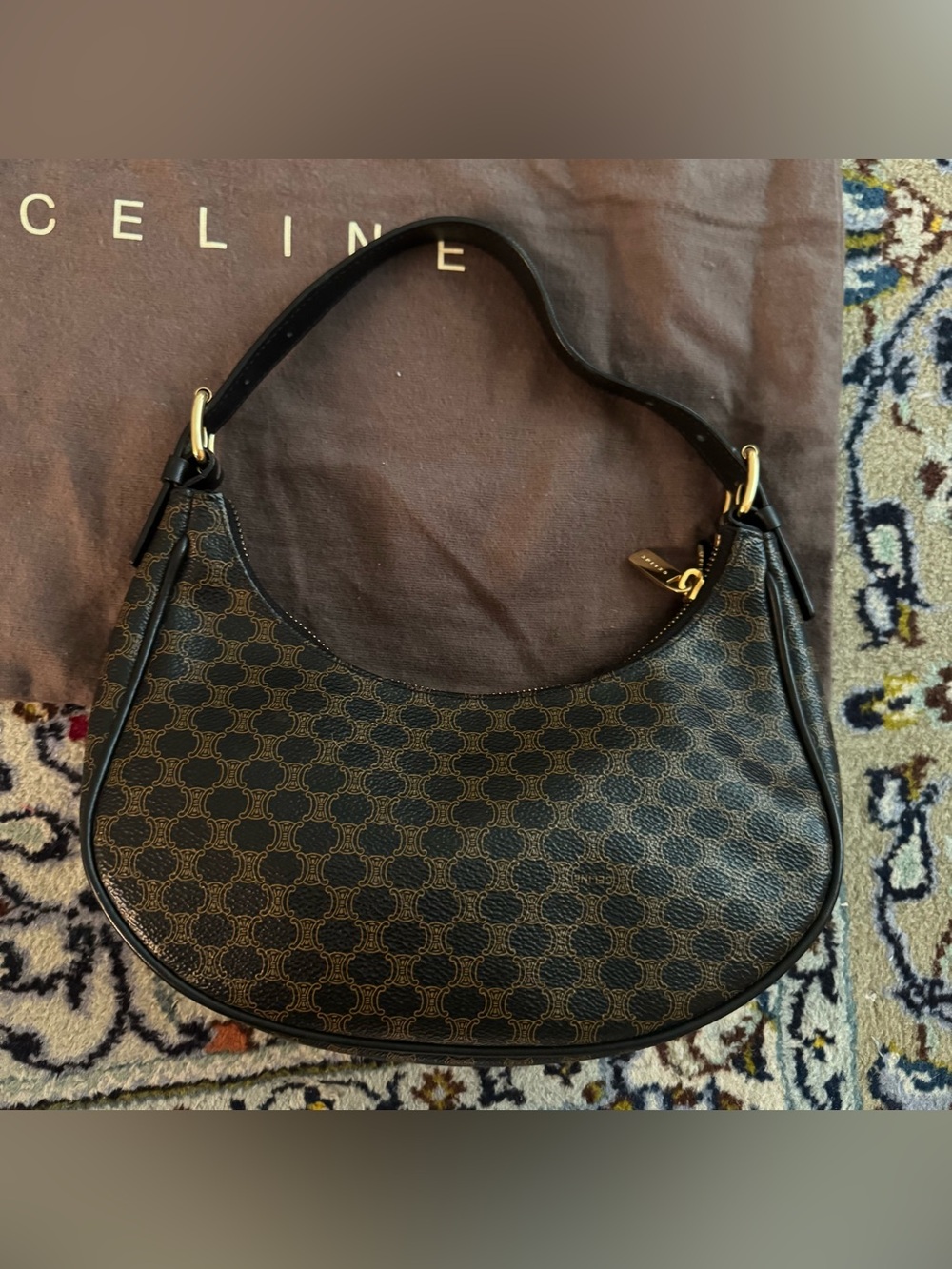 CELINE Ava Vintage Macadam Handbag in black